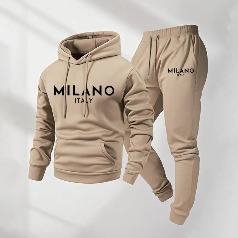 Milano Trainingsanzug für Herren mit Print und Kordelzug – Frontansicht