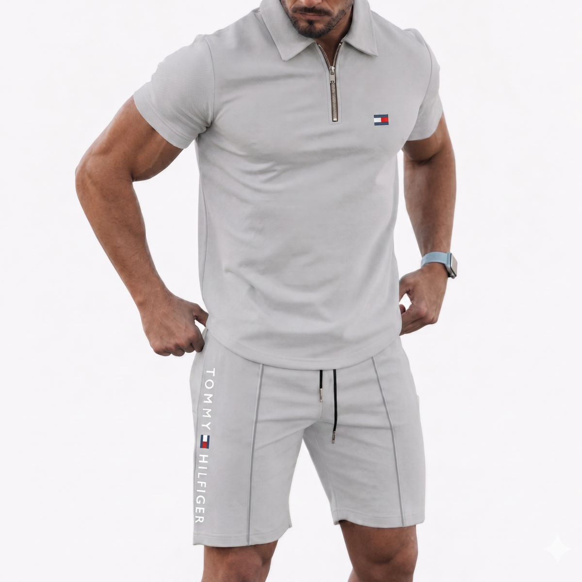 Elegantes Hemd- und Shorts-Set – Rückansicht