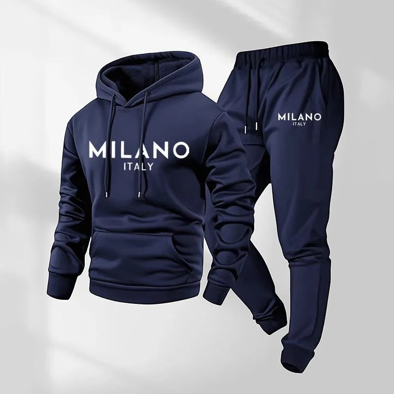Milano Trainingsanzug für Herren mit Print und Kordelzug – Detailansicht