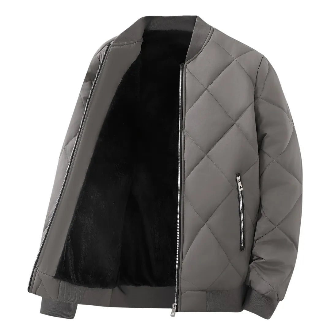 Gefütterte Winterjacke für Herren mit weichem Innenfutter und Reißverschluss – Seitenansicht