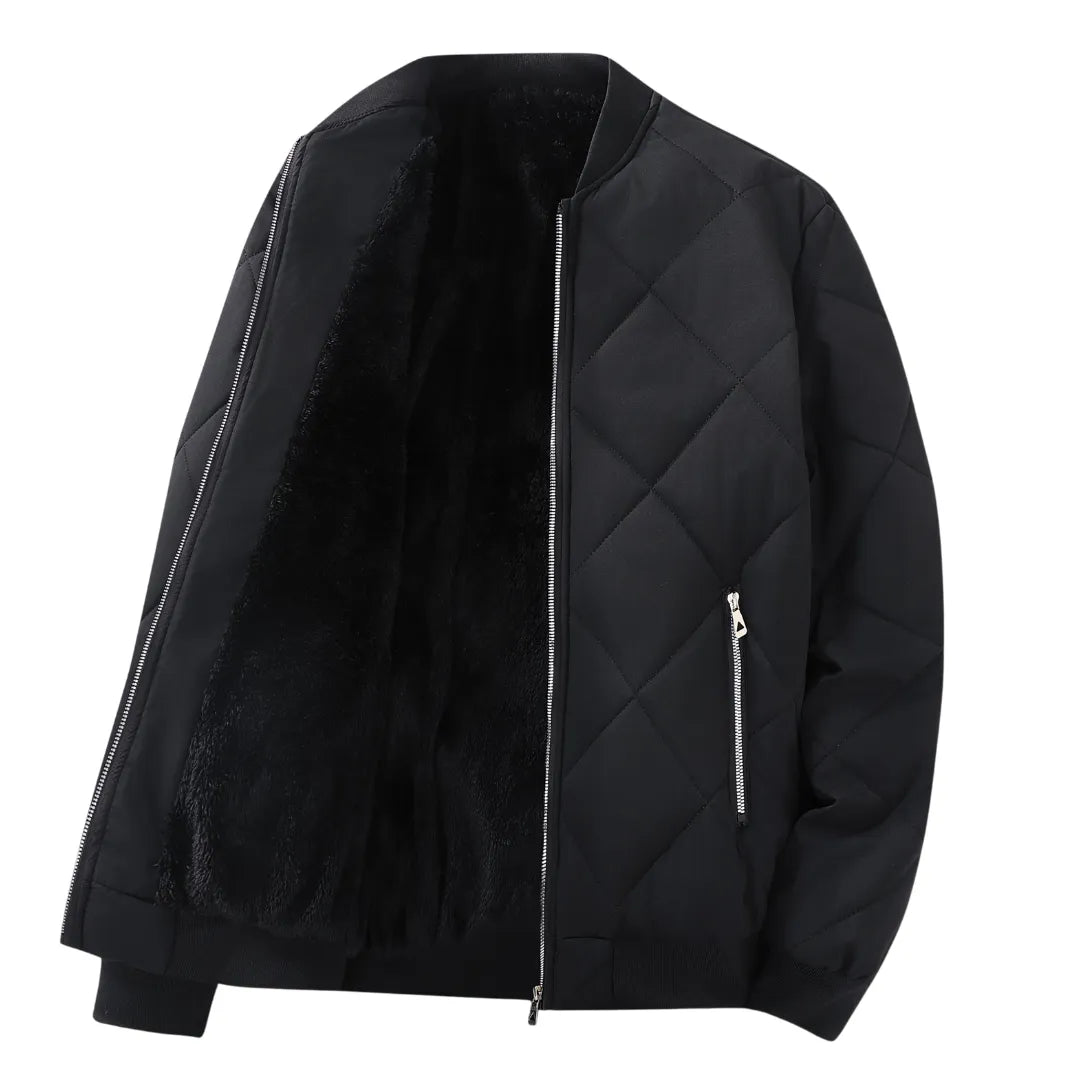 Gefütterte Winterjacke für Herren mit weichem Innenfutter und Reißverschluss – Rückansicht