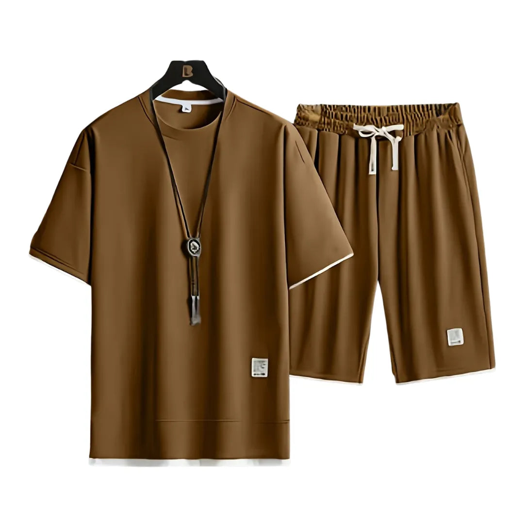 Herren Sommer-Set in Waffelstruktur – Zweiteiliges Freizeit-Outfit