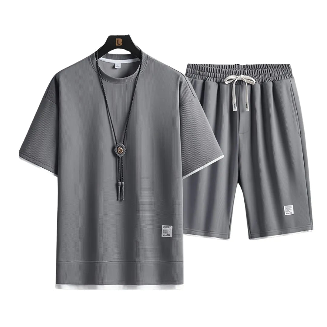 Herren Sommer-Set in Waffelstruktur – Zweiteiliges Freizeit-Outfit