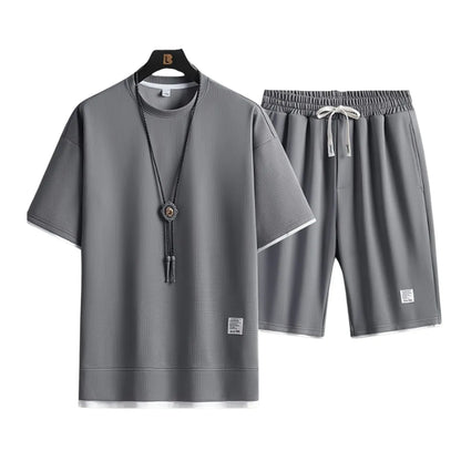 Herren Sommer-Set in Waffelstruktur – Zweiteiliges Freizeit-Outfit