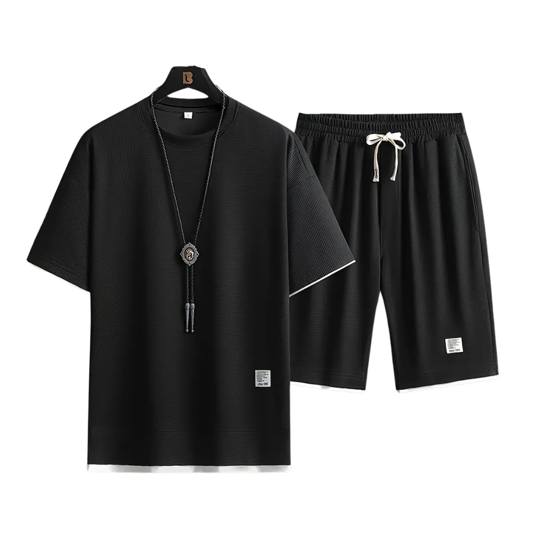 Herren Sommer-Set in Waffelstruktur – Zweiteiliges Freizeit-Outfit