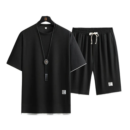 Herren Sommer-Set in Waffelstruktur – Zweiteiliges Freizeit-Outfit