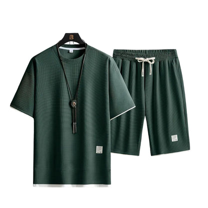 Herren Sommer-Set in Waffelstruktur – Zweiteiliges Freizeit-Outfit