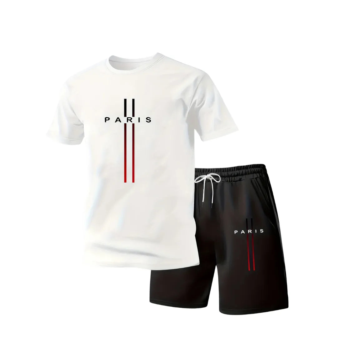 Men’s Paris Summer Set – Casual T-Shirt & Shorts