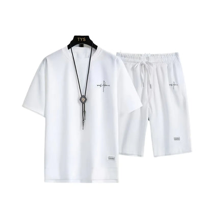 Men’s Printed Summer Set – Casual T-Shirt & Shorts