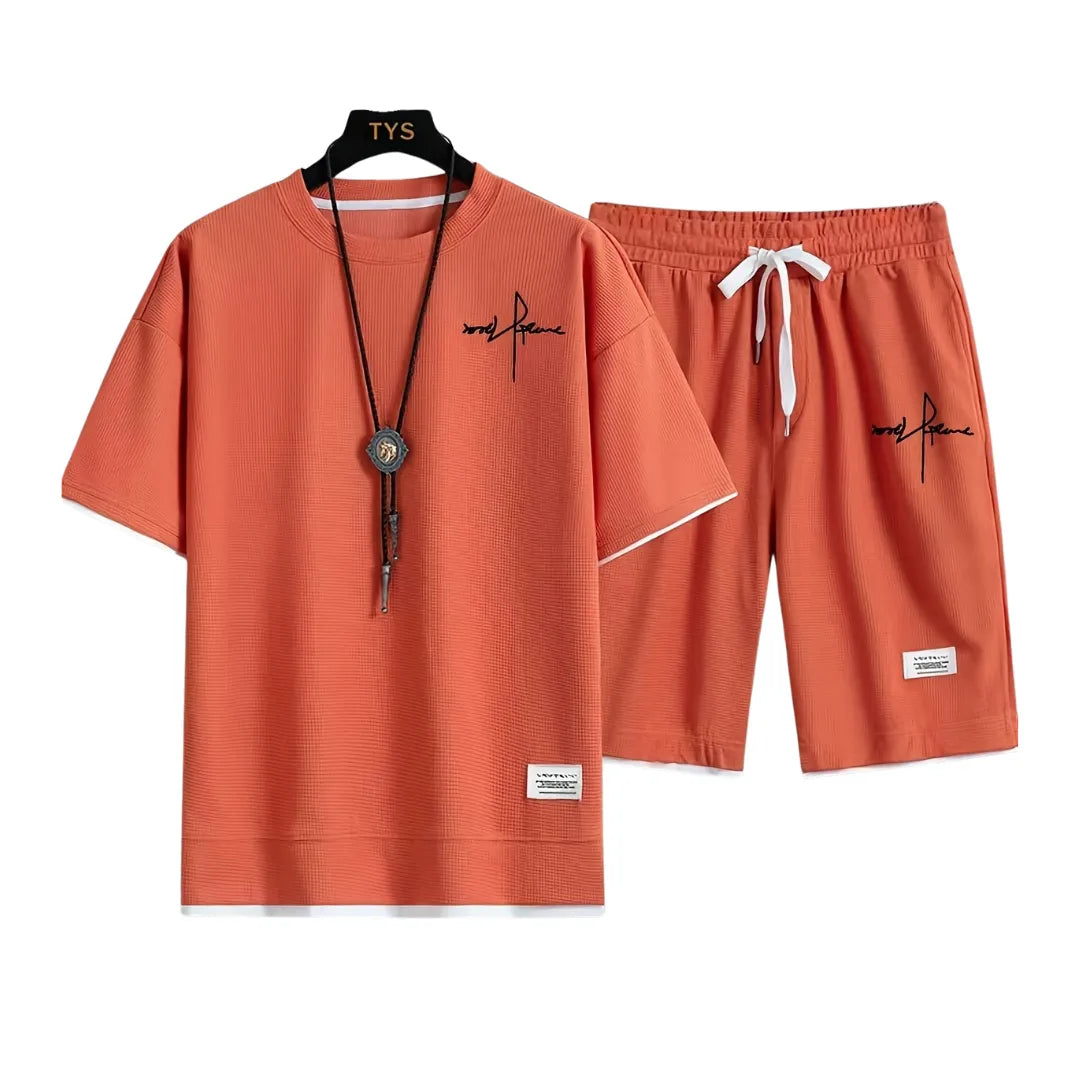 Men’s Printed Summer Set – Casual T-Shirt & Shorts