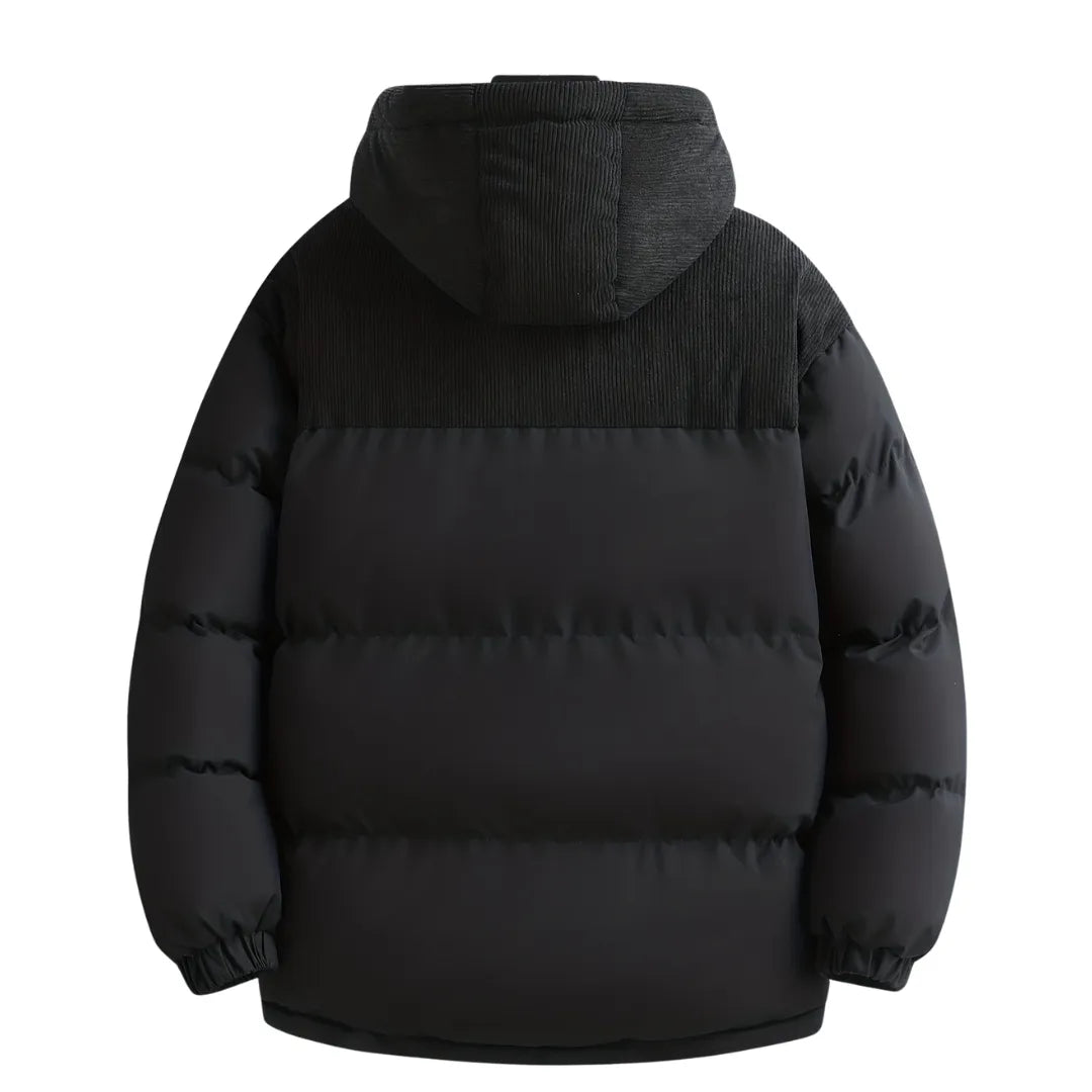 Gefütterte Winterjacke für Herren mit abnehmbarer Kapuze – Rückansicht