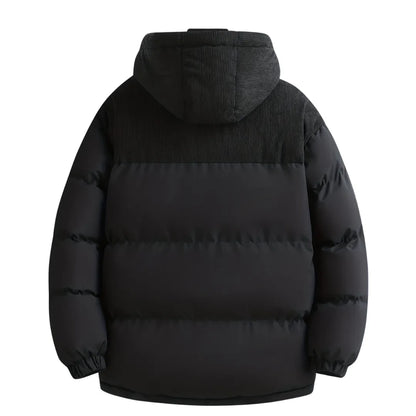 Gefütterte Winterjacke für Herren mit abnehmbarer Kapuze – Rückansicht